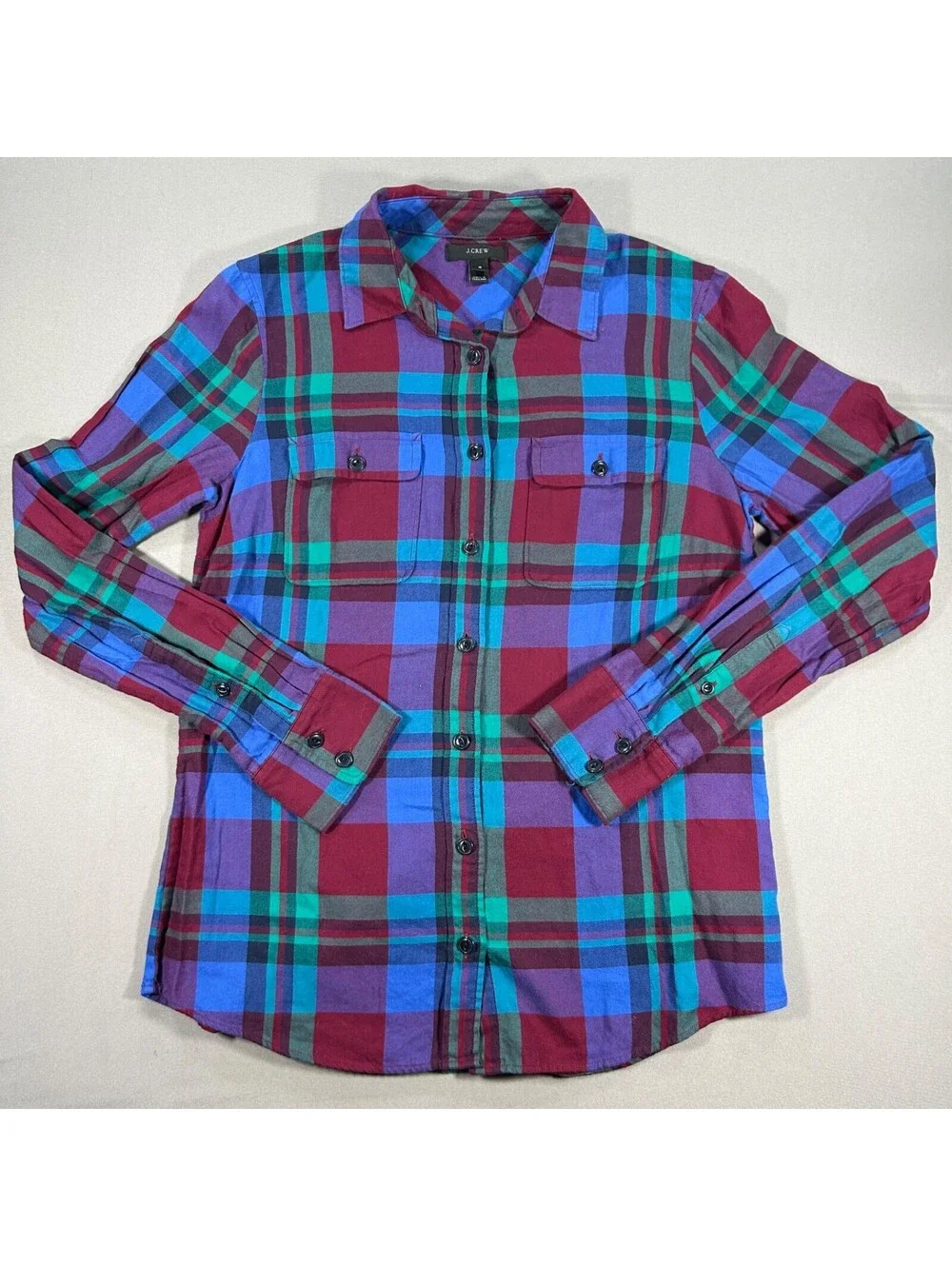 J.CREW Women's Multicolor Plaid Cotton Flannel Shirt Size 4